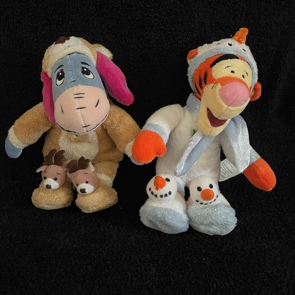 Vintage Holiday Disney Eeyore and Tigger Plush Set - reindeer and snowman - Picture 5 of 10